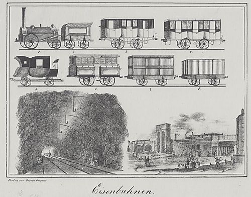 Menzel, Adolf Friedrich Erdmann von: Das Berliner Kinder-Wochenblatt, Einzelblatt: Eisenbahnen