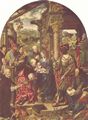 Cleve, Joos van: Die (große) Anbetung der Könige mit Hl. Dominikus und Hl. Lucas