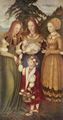 Cranach d. Ä., Lucas: Katharinenaltar, linker Flügel, Szene: Die Heiligen Dorothea, Agnes und Kunigunde