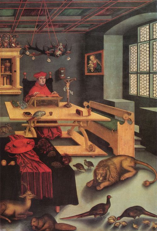 Cranach d. ., Lucas: Portrt des Kardinal Albrecht von Brandenburg als Hieronymus im Gehus