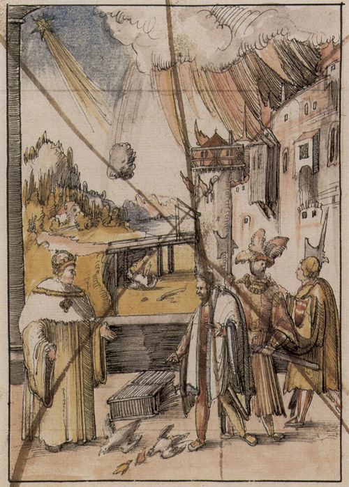 Historia-Meister: Handschrift »Historia Friderici et Maximiliani«: Der Tod Kaiser Friedrichs III. (1493) kndigt sich durch Wunderzeichen an