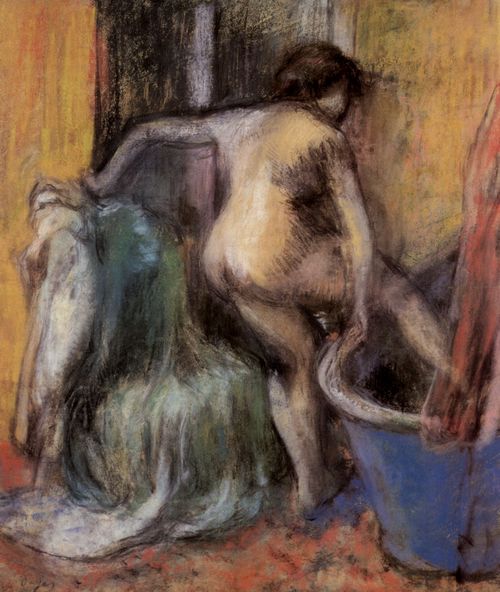 Degas, Edgar Germain Hilaire: Akt in die Badewanne steigend