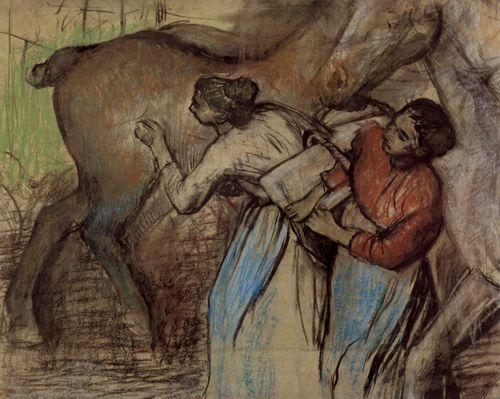 Degas, Edgar Germain Hilaire: Zwei Wscherinnen und Pferde