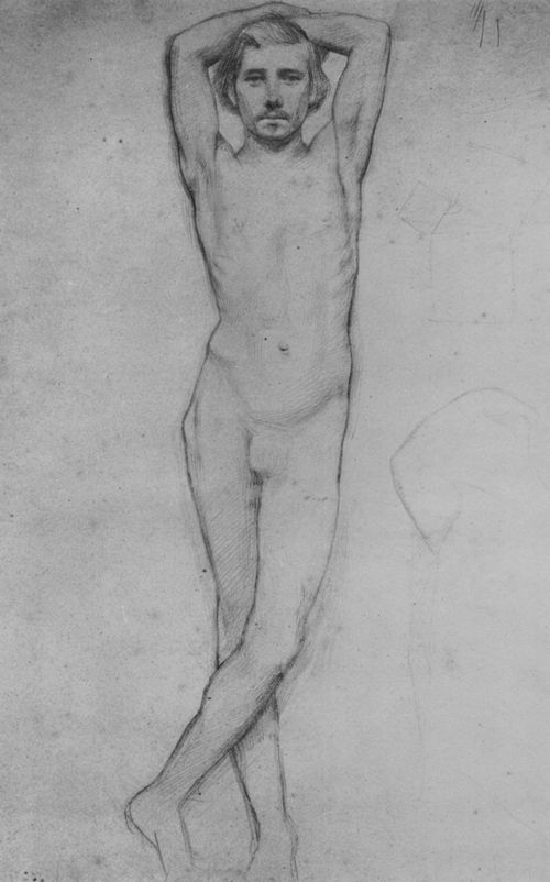 Degas, Edgar Germain Hilaire: Mnnlicher Akt mit hinter dem Kopf gekreuzten Armen