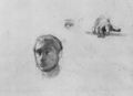 Degas, Edgar Germain Hilaire: Studienblatt mit Selbstportrt und Detailstudien