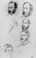 Degas, Edgar Germain Hilaire: Studienblatt mit sechs Portrtstudien