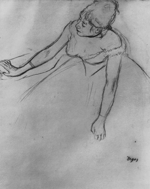 Degas, Edgar Germain Hilaire: Tnzerin mit gestreckten Armen nach vorn gebeugt