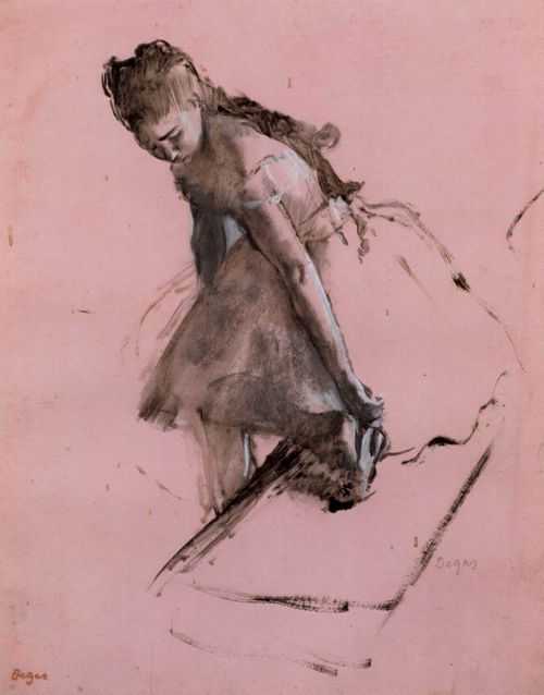 Degas, Edgar Germain Hilaire: Tnzerin in ihren Schuh schlpfend