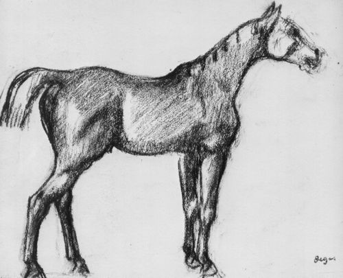 Degas, Edgar Germain Hilaire: Stehendes Pferd im Profil