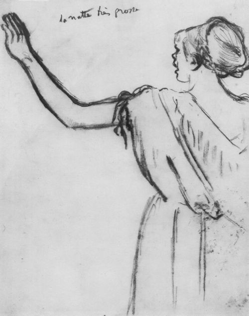 Degas, Edgar Germain Hilaire: Die Sngerin Rose Caron mit erhobenem linken Arm, Rckenfigur
