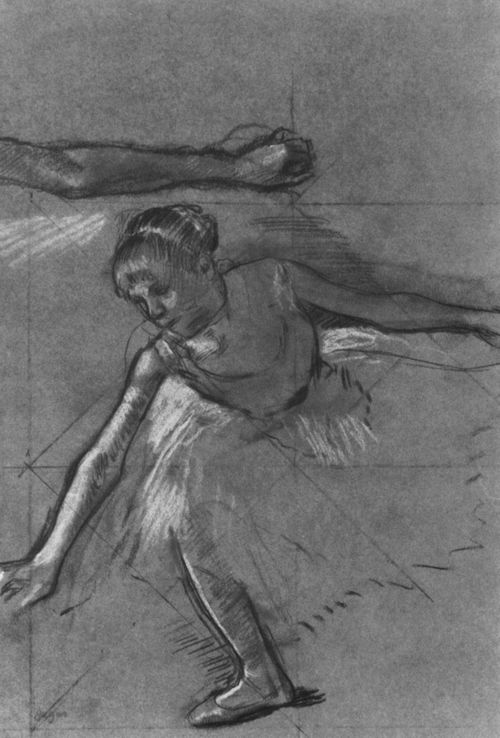 Degas, Edgar Germain Hilaire: Studienblatt mit knicksender Tnzerin und Armstudie