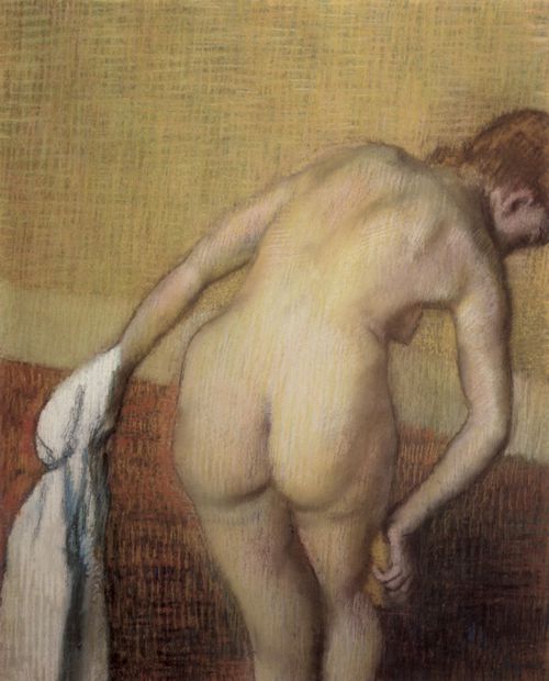 Degas, Edgar Germain Hilaire: Weiblicher Rckenakt mit Handtuch und Schwamm