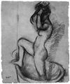 Degas, Edgar Germain Hilaire: Weiblicher Akt in der Badewanne mit aufgestelltem rechten Bein
