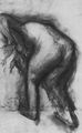 Degas, Edgar Germain Hilaire: Vorgebeugter weiblicher Rückenakt, die Beine abtrocknend