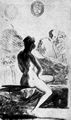 Goya y Lucientes, Francisco de: Sanlcar-Album : Sich an einem Brunnen waschende junge Frau