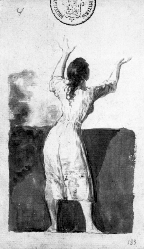 Goya y Lucientes, Francisco de: Sanlcar-Album : Junge Frau, Rckenansicht