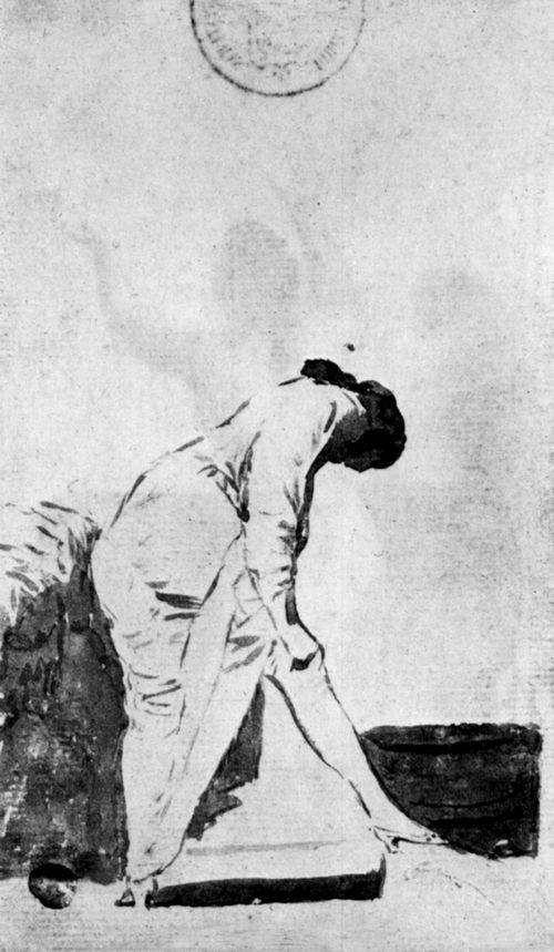 Goya y Lucientes, Francisco de: Sanlcar-Album : Junge Frau zieht ihren Strumpf hoch