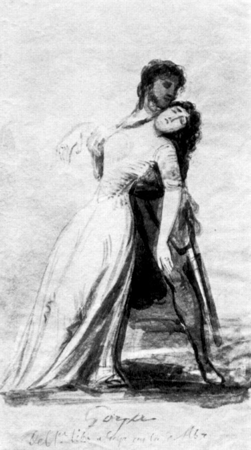 Goya y Lucientes, Francisco de: Sanlcar-Album : Ohnmchtige junge Frau in den Armen eines Offiziers