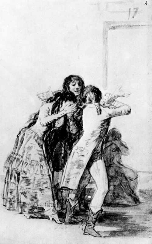 Goya y Lucientes, Francisco de: Madrid-Album : Weinende Frau und drei Mnner