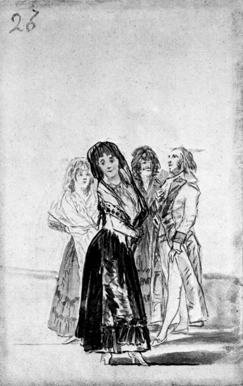 Goya y Lucientes, Francisco de: Madrid-Album : Maja, vor drei Gefhrten