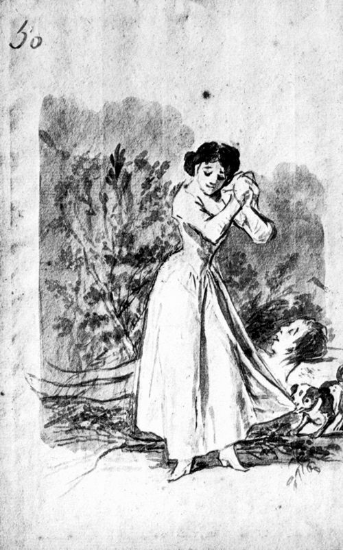 Goya y Lucientes, Francisco de: Madrid-Album : Junge Frau vor einer Leiche