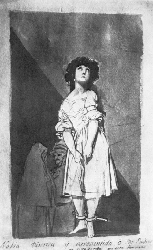Goya y Lucientes, Francisco de: Madrid-Album : »Eine kluge, reumtige Braut. So zeigt sie sich ihren Eltern«