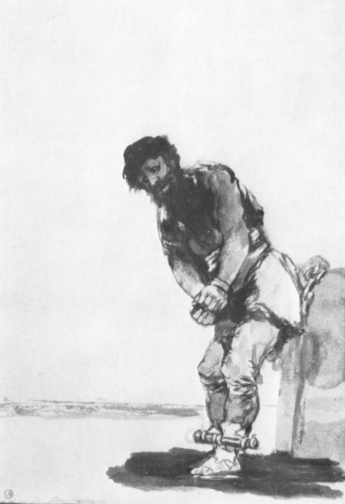 Goya y Lucientes, Francisco de: Schwarzrand-Album : »Angeketteter Gefangener«