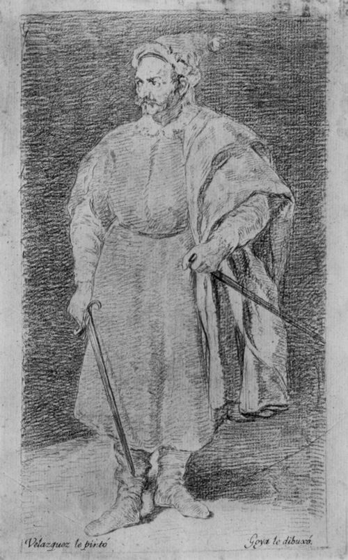 Goya y Lucientes, Francisco de: Zeichnungen nach Velzquez: Portrt des Hofnarren Barbarroja