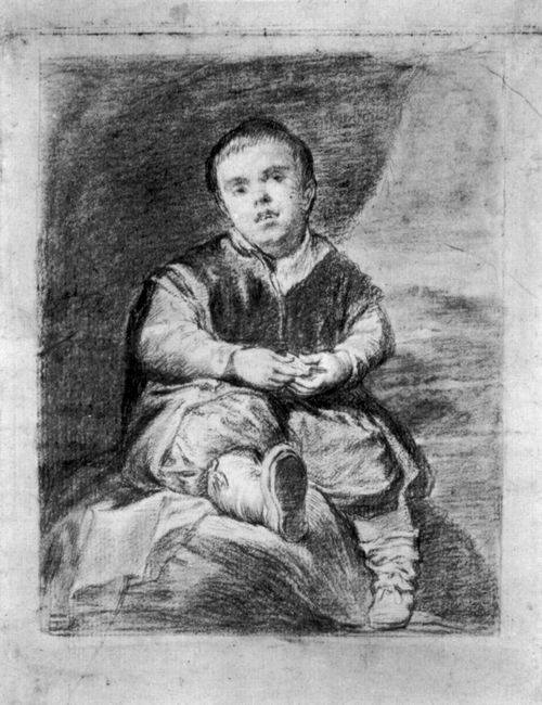 Goya y Lucientes, Francisco de: Zeichnungen nach Velzquez: Portrt des Hofzwerges Francisco Lezcano, Kind des Vallecas