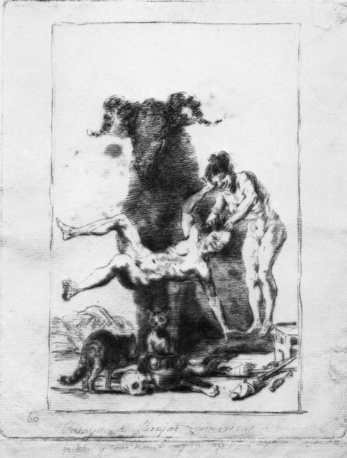 Goya y Lucientes, Francisco de: Zeichnungen fr »Los Caprichos«: »Zweiter Traum, Erster Flugversuch der Hexen»
