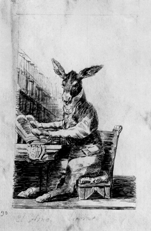 Goya y Lucientes, Francisco de: Zeichnungen fr »Los Caprichos«: »Traum. Gebildeter Esel«