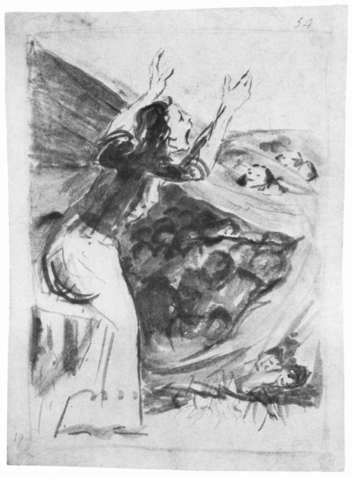Goya y Lucientes, Francisco de: Zeichnungen fr »Los Caprichos«: Rede einer Frau vor einer Menschenmasse