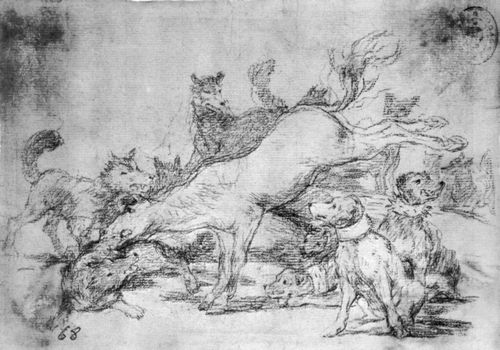 Goya y Lucientes, Francisco de: Zeichnungen fr »Desastres de la Guerra«: »Desastre 78, Es verteidigt sich gut«