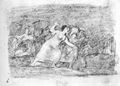Goya y Lucientes, Francisco de: Zeichnungen fr »Desastres de la Guerra«: Soldaten und fliehende Frauen
