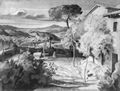 Schnorr von Carolsfeld, Julius: Die Vigna des Arciprete in Olevano mit Blick auf die Berge
