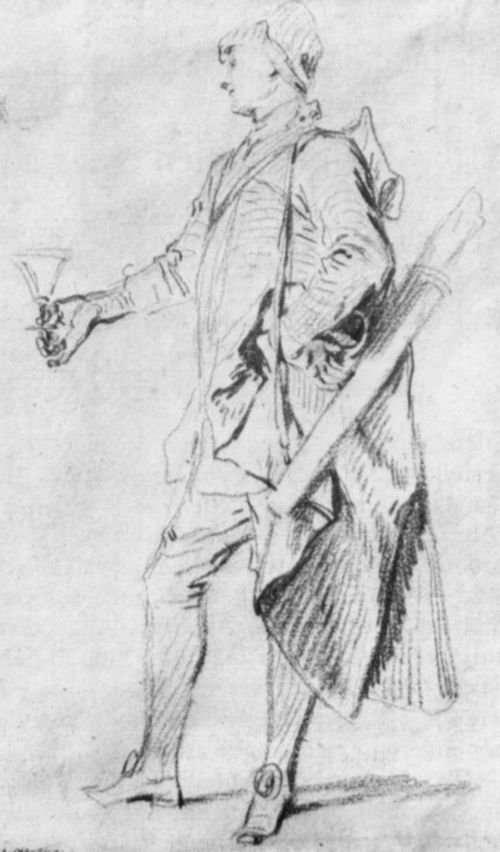 Watteau, Antoine: Stehender Mann mit einem Glas