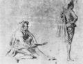 Watteau, Antoine: Studienblatt mit zwei jungen Mnner, einer sitzend, der andere stehend