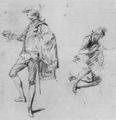 Watteau, Antoine: Zwei Herren, einer kniend, einer stehend