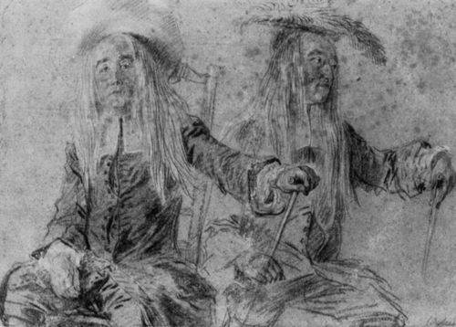 Watteau, Antoine: Zwei Studien eines Schauspielers