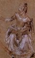 Watteau, Antoine: Sitzende Frau, nach links blickend und weisend