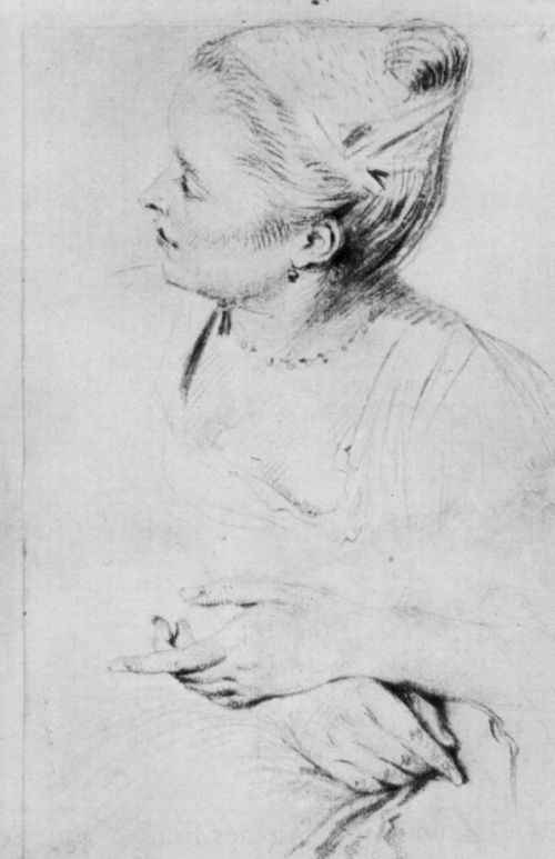 Watteau, Antoine: Bste einer Frau und Studie ihrer Hnde