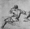 Watteau, Antoine: Rckenansicht eines Sitzenden Mannes und Armstudie