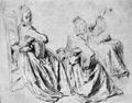 Watteau, Antoine: Drei Studien einer sitzenden Frau