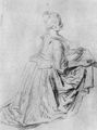 Watteau, Antoine: Kniende Frau, ihre Schrze aufhaltend