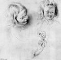 Watteau, Antoine: Zwei Studien eines Knabenkopfes und Hnde, die eine Schleife binden