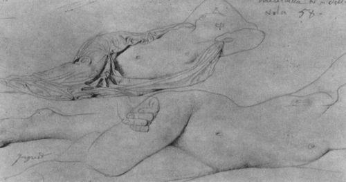 Ingres, Jean Auguste Dominique: Zwei Studien eines liegenden Frauenakts