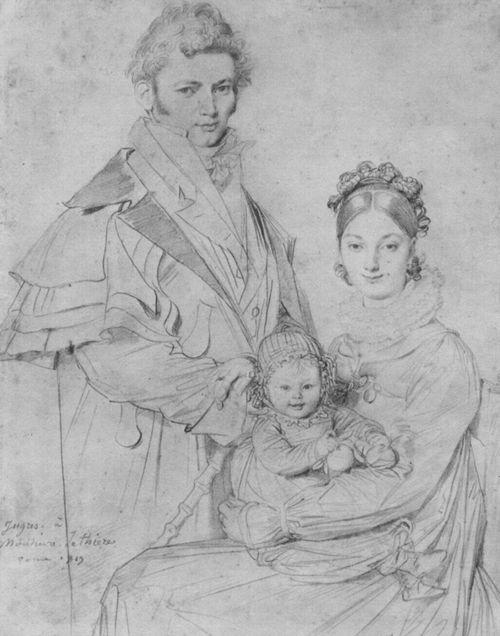 Ingres, Jean Auguste Dominique: Portrt des Alexandre Lethire, mit seiner Frau Rosina und die Tochter Letizia