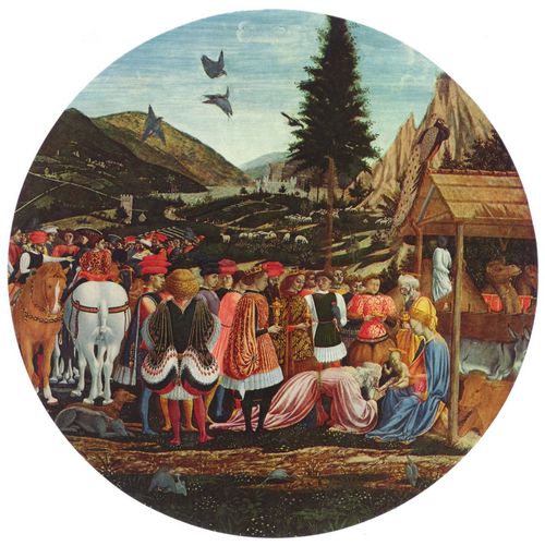 Norditalienischer Meister im Stil des Pisanello: Anbetung der Heiligen Drei Knige, Tondo