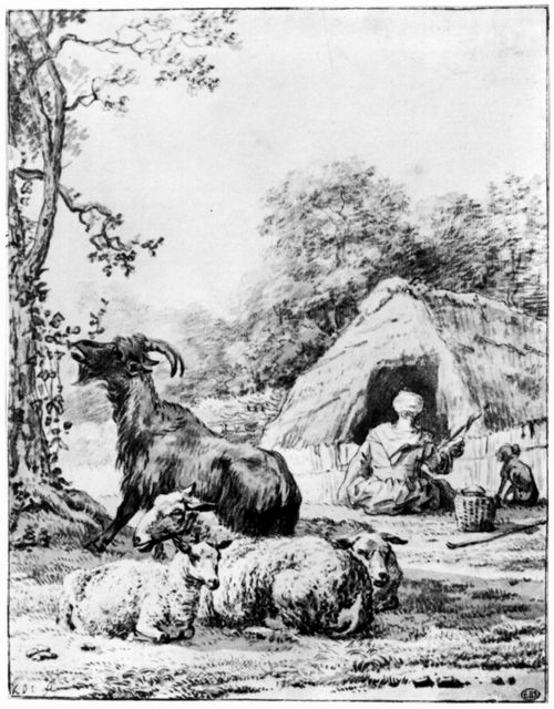 Dujardin, Karel: Schfer mit einer Ziege und drei Schafen