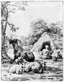 Dujardin, Karel: Schäfer mit einer Ziege und drei Schafen